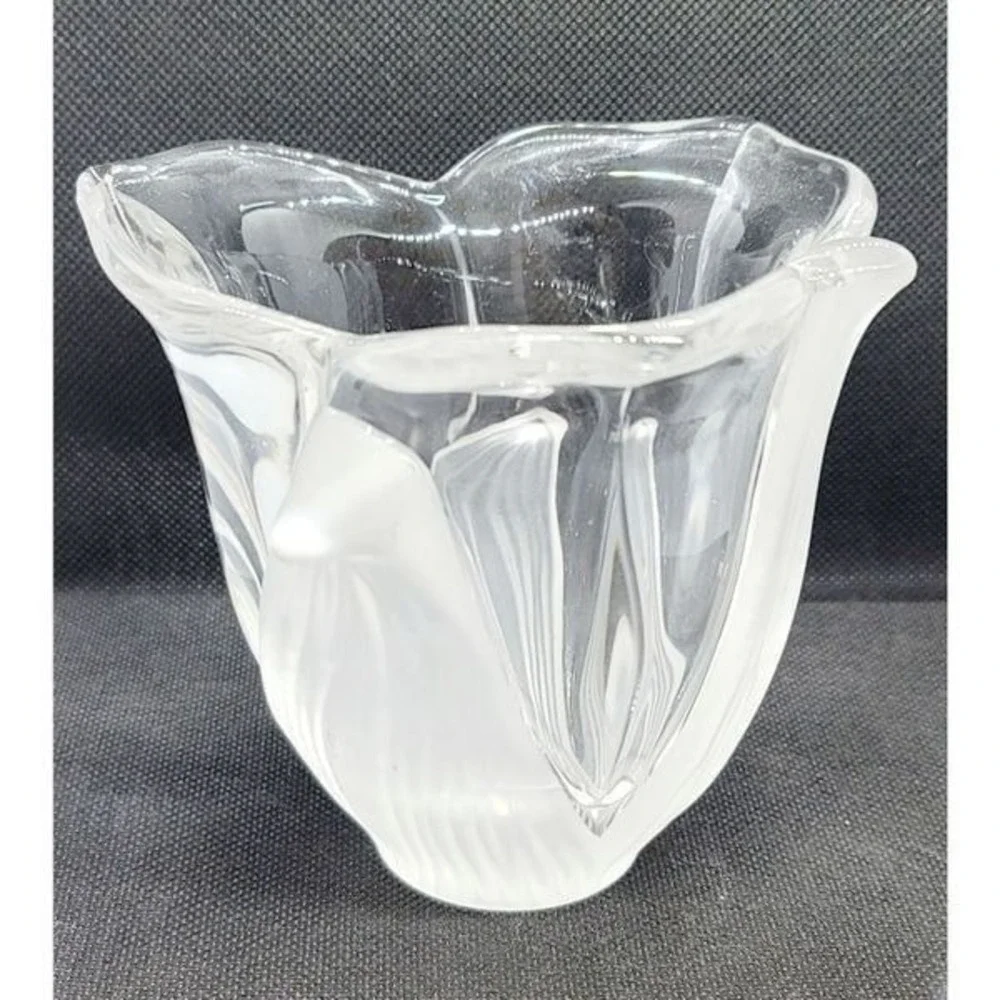 Crystal Frosted & Clear Vase/Votive